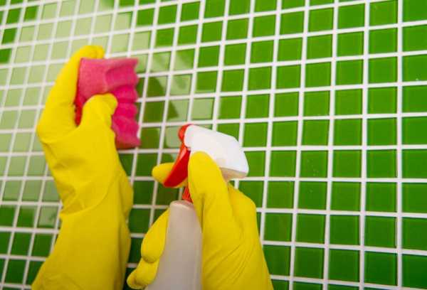 clean green shower tiles